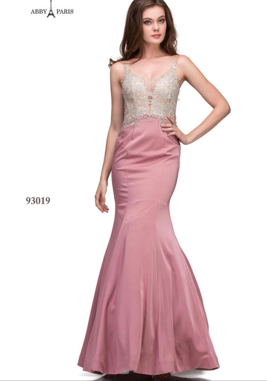 Abby Paris By Lucci Lu Lace Gown 93019 Blush Size 8 Nwt